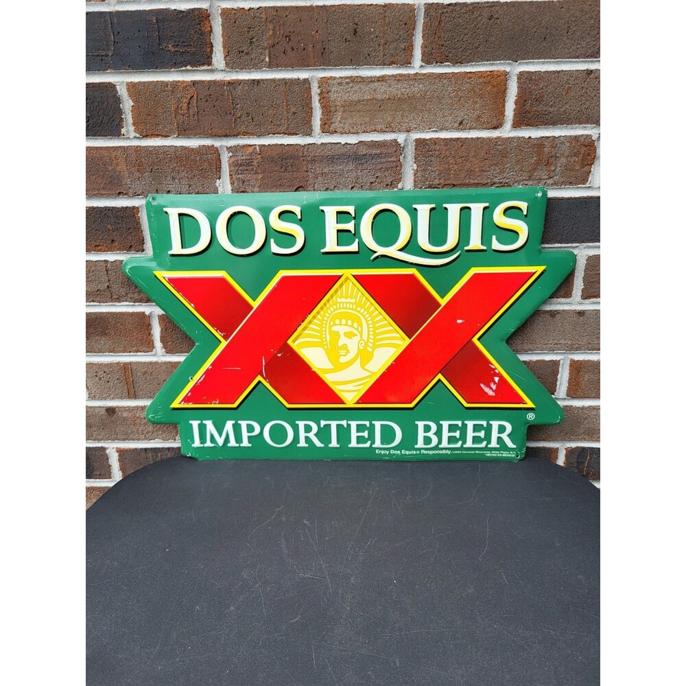 Vintage Rare Dos Equis Metal Beer Sign 2004 22" x 14"